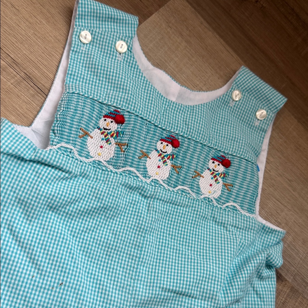 Charming Snowman Kids Embroidered Bodysuit - Teal
